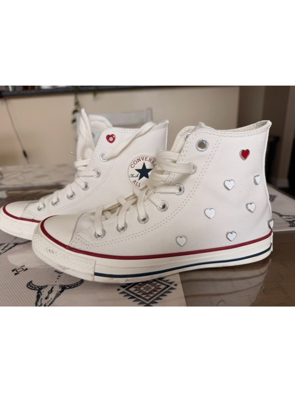 Converse Chuck Taylor All Star High Top Heart Stud Sneakers Size 8